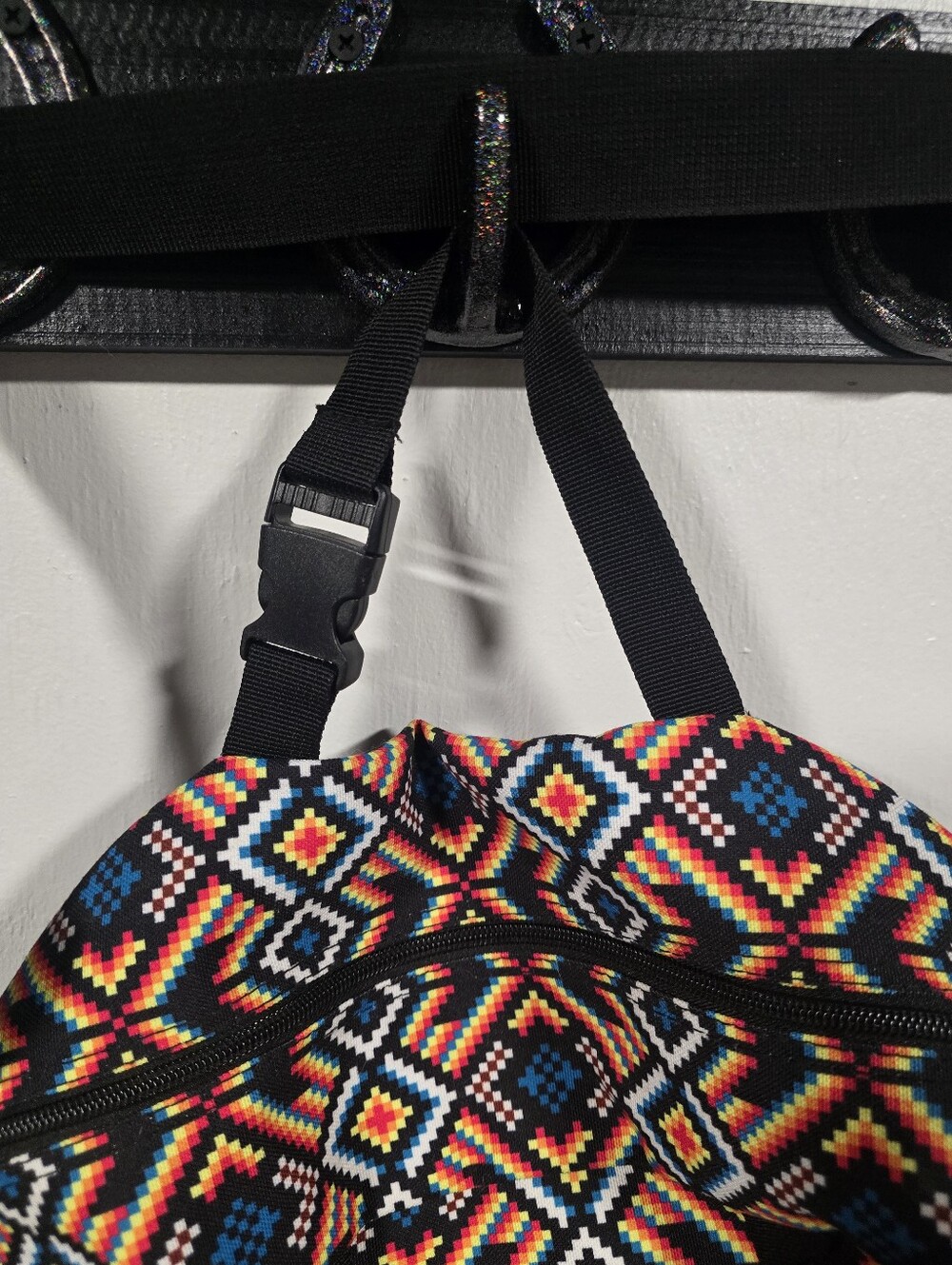 Colorful Geometric Patterned Sport Boot Bag with Front Mesh Pocket - Picture 6 of 16